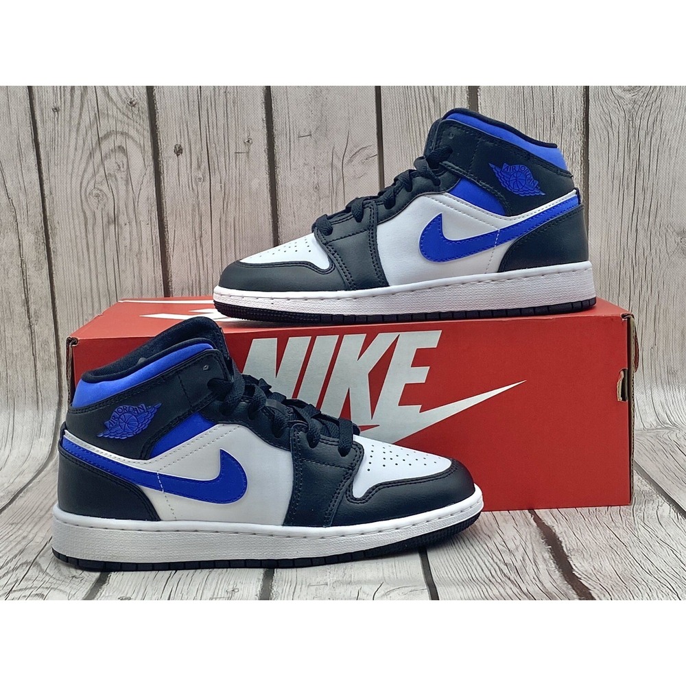 Size 4y - Nike Air Jordan‎ 1 Mid GS Racer Blue 554725 140